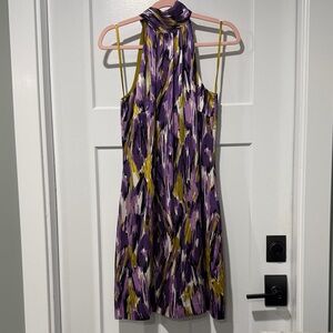 Alfani Backless Dress in Purple and Yellow